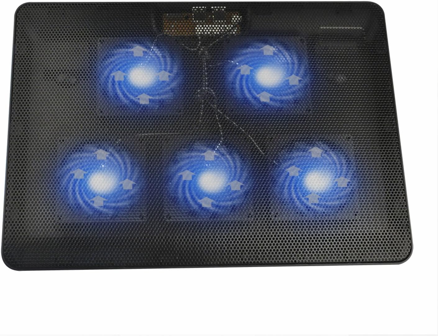 FociPow Laptop Cooling Pad, Low-voice USB Powered Notebook Cooler Slim Cooling Pad with Five Fans at 1500 RPM for 12-17-Inch Laptops,Ultra-Slim Design & Light Weight (Black1)