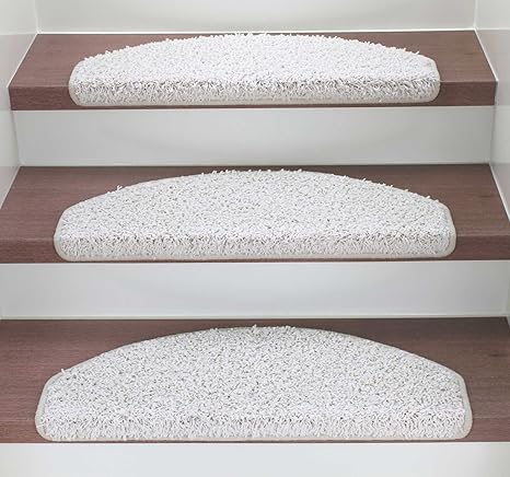 Kettelservice-Metzker Stufenmatten Treppenmatten Shaggy - Halbrund 10 Aktuelle Farben im SparSet 15 Stck. incl. Fleckentferne