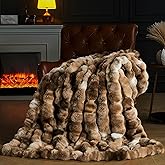 PLUUSHUU Faux Fur Throw Blanket for Couch, Fluffy Fuzzy Plush Bubble Blanket, Soft Warm Cozy Shaggy Rabbit Blanket, Luxury Decorative Gifts for Sofa Bedroom Living Room, 60x50inch (Tie-Dye-Brown)