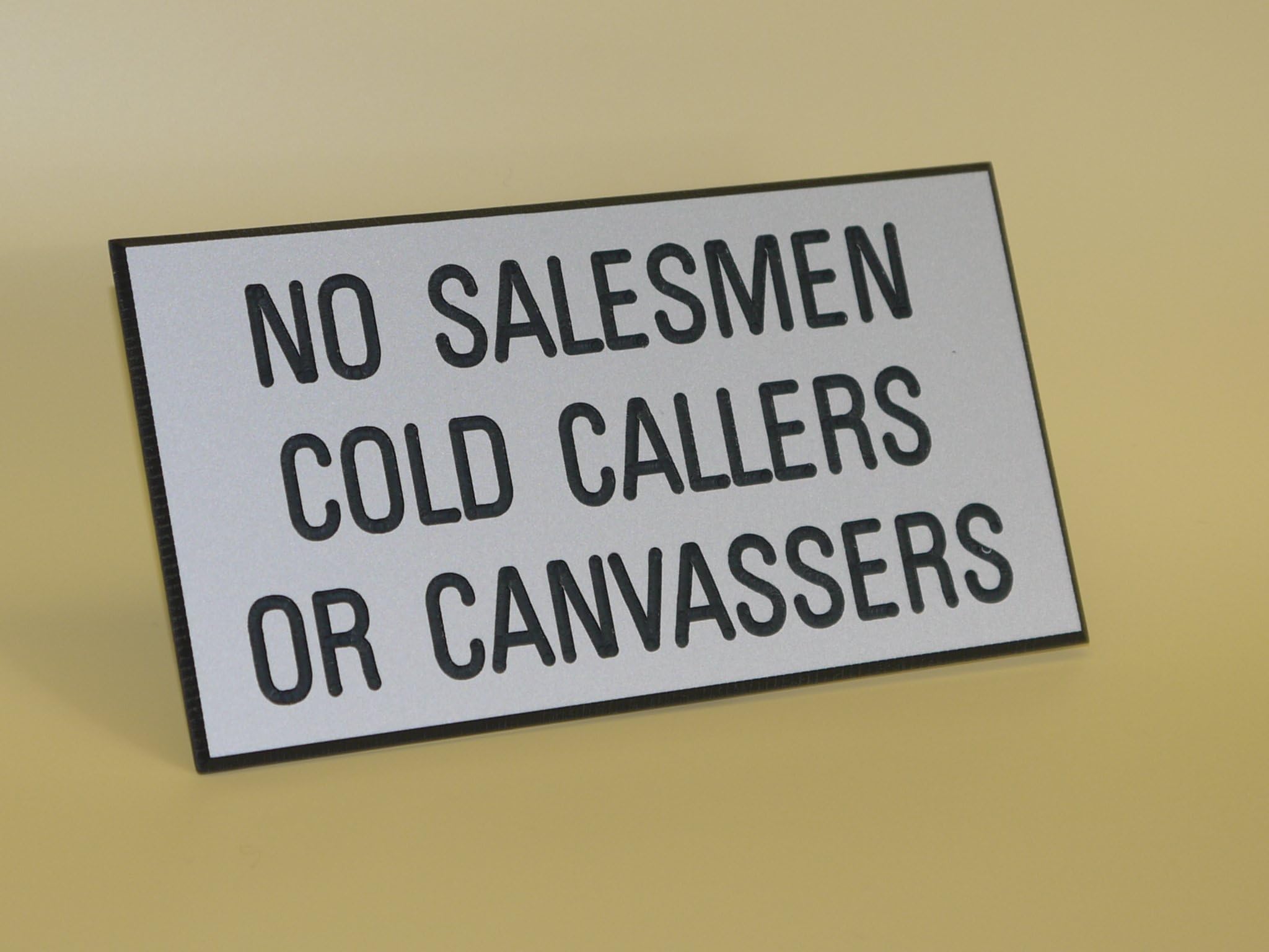 No Salespeople - Cold Callers - Canvassers - Engraved Sign