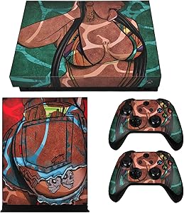 eXtremeRate Full Set Faceplates Skin Stickers for Xbox One X Console Controller with 2 Pcs Home Button Decals - Psychedelic Girl