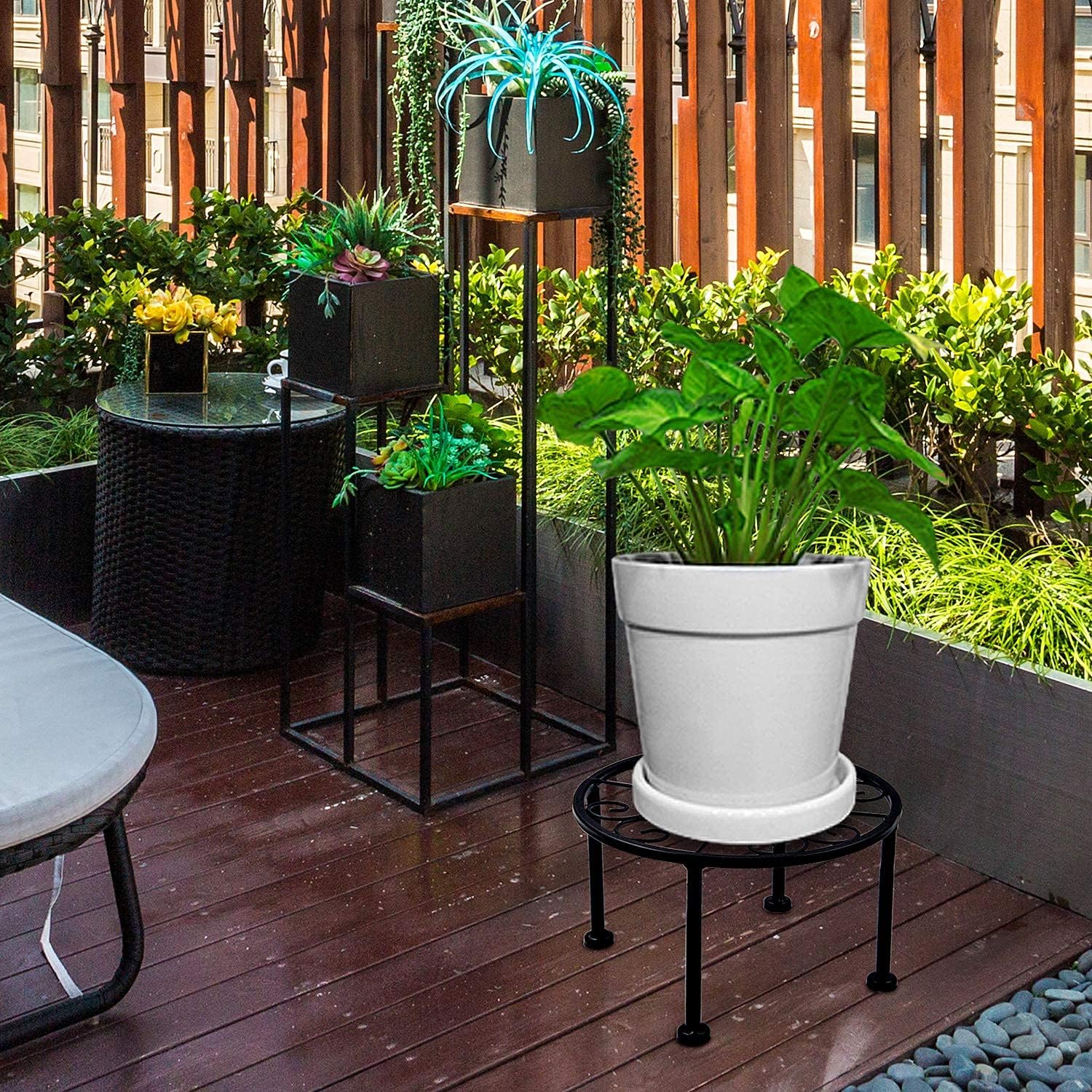 1 Pack Iron Black Antirust Plant Stand, Non-Slip and Stable Potted Holder for Indoor Outdoor Heavy Duty Container, Beverage Dispenser on Livingroom Floor, Balcony, Porch, Tabletop (1) : Garden & Outdoor