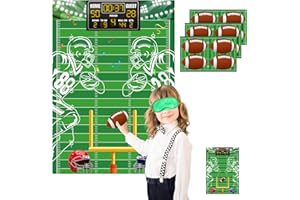 CONTAINLOL Pin The Football Game for Kids Football Party Games Activities with 48 Pcs Football Stickers for Football Party Decorations Kids Birthday Party Game Larger Pin The Football on The Goalpost