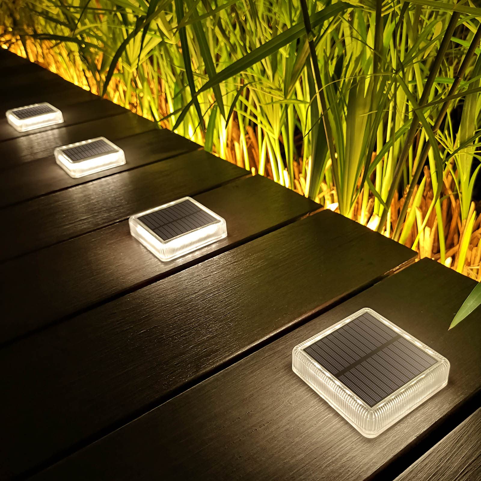 Photo 1 of **ONLY 1 OF 4 ** PARTIAL SET **Lacasa Solar Deck Lights, 4 Pack 30LM LED Dock Lights Natural White 4000K, Outdoor Solar Powered Step Lights Light up All Night IP68 Waterproof Auto ON/Off for Garden Stairs Driveway Pathway Lighting