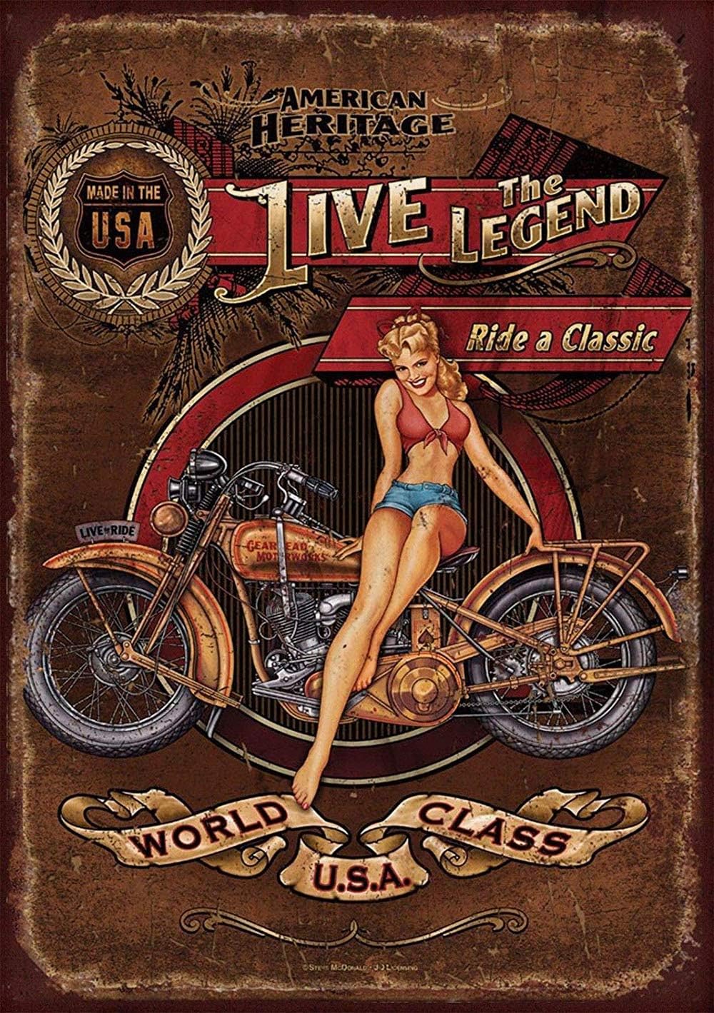 WallAdorn Harley Davidson Heritage Iron Poster Painting Tin Sign Vintage Wall Decor For Cafe Bar Pub Home