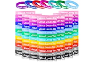 QEERBSIN 96 Pcs Jesus Loves You Rubber Bracelets Colorful Silicone Wristbands Christian Bracelets Church Gifts for Men Women Party Favors