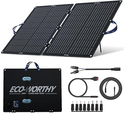 ECO-WORTHY 100W 12V Foldable Solar Panel with Adjustable Brackets & 11 DC