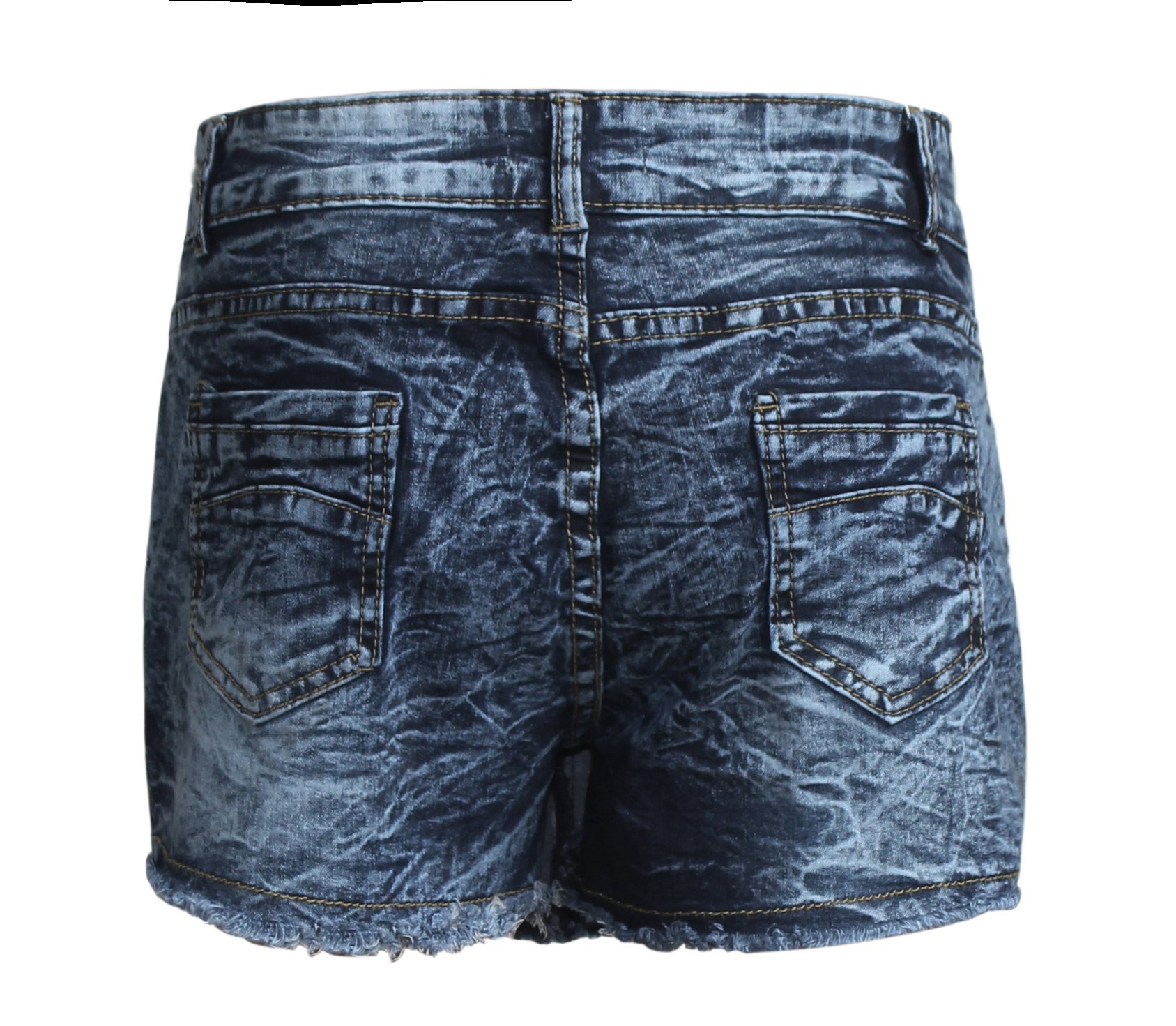 Goddess Area Women\'s Casual Mid Waisted Distressed Ripped Stretch Denim Shorts Jeans (11, Blue)