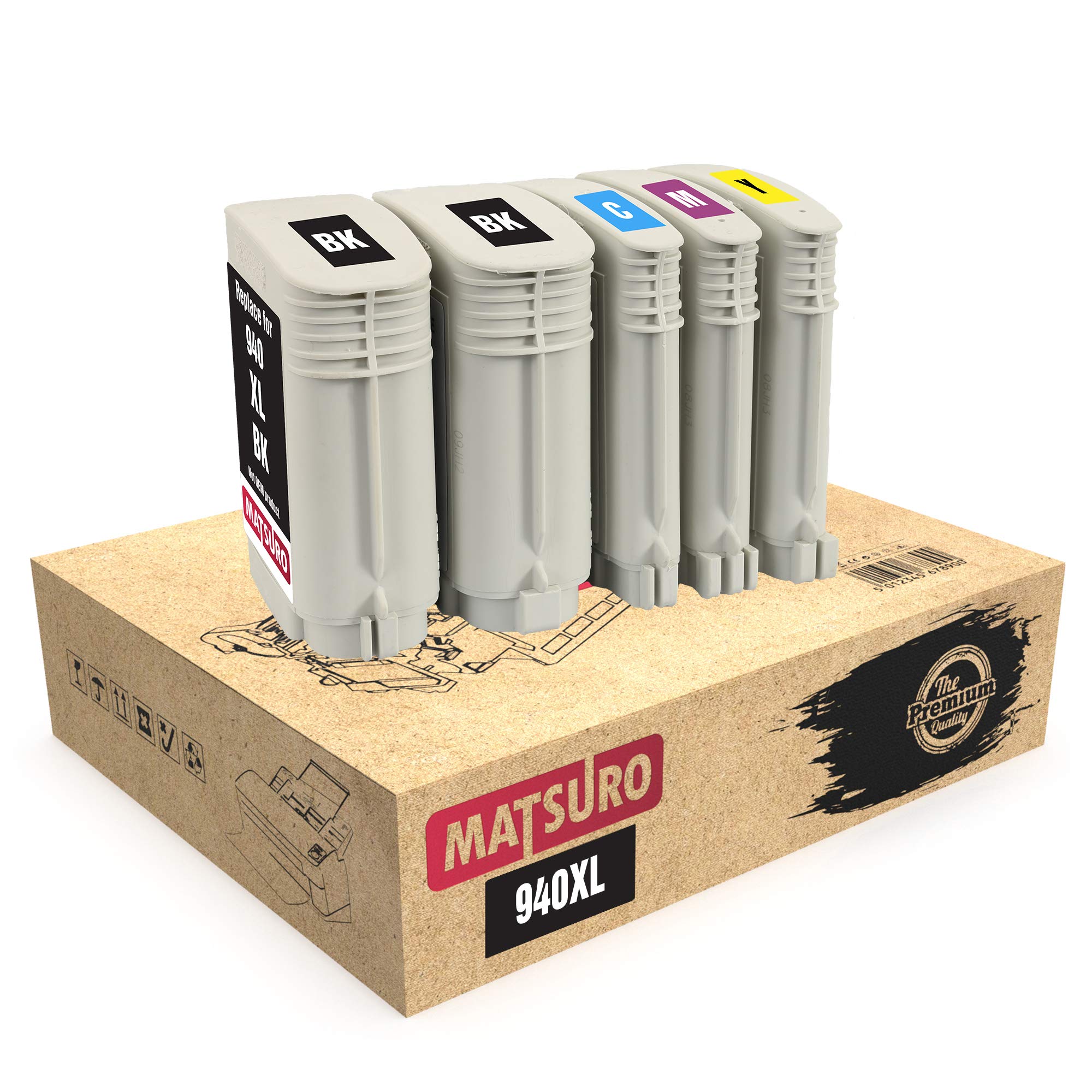 Matsuro 940XL Ink Cartridges,Compatible Ink Cartridges for Officejet Pro8000,8000W,8500,8500A,8500W,A809,A909a,A909g,A909n,A910a(1 SET+1 BK)