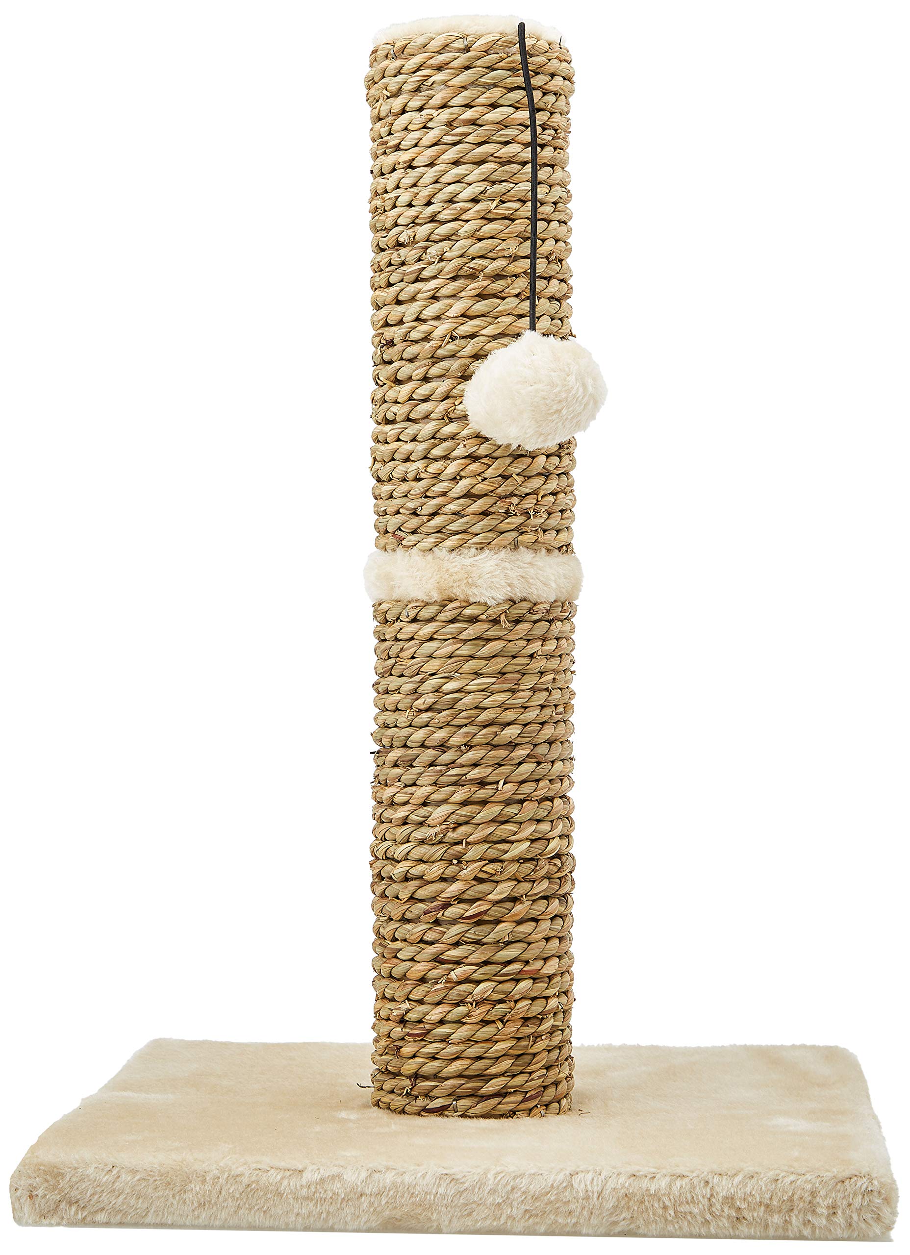 Rosewood Turin Cat Scratching Post, 45cm Tall with Cream Soft Fabric, Includes Hanging Cat Ball Toy, Durable & Stylish Scratching Post for Cats
