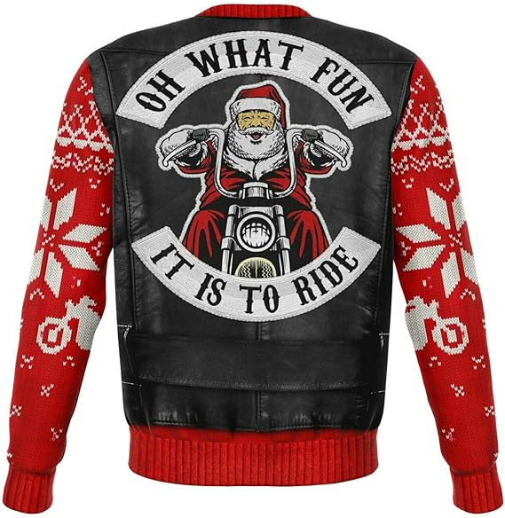 Oh What Fun is to Ride Santa Motorcycle Ugly Xmas
