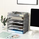 EasyPAG 5 Tier Metal Mesh A4 Desk Tray File Holder Organizer Silver view 6
