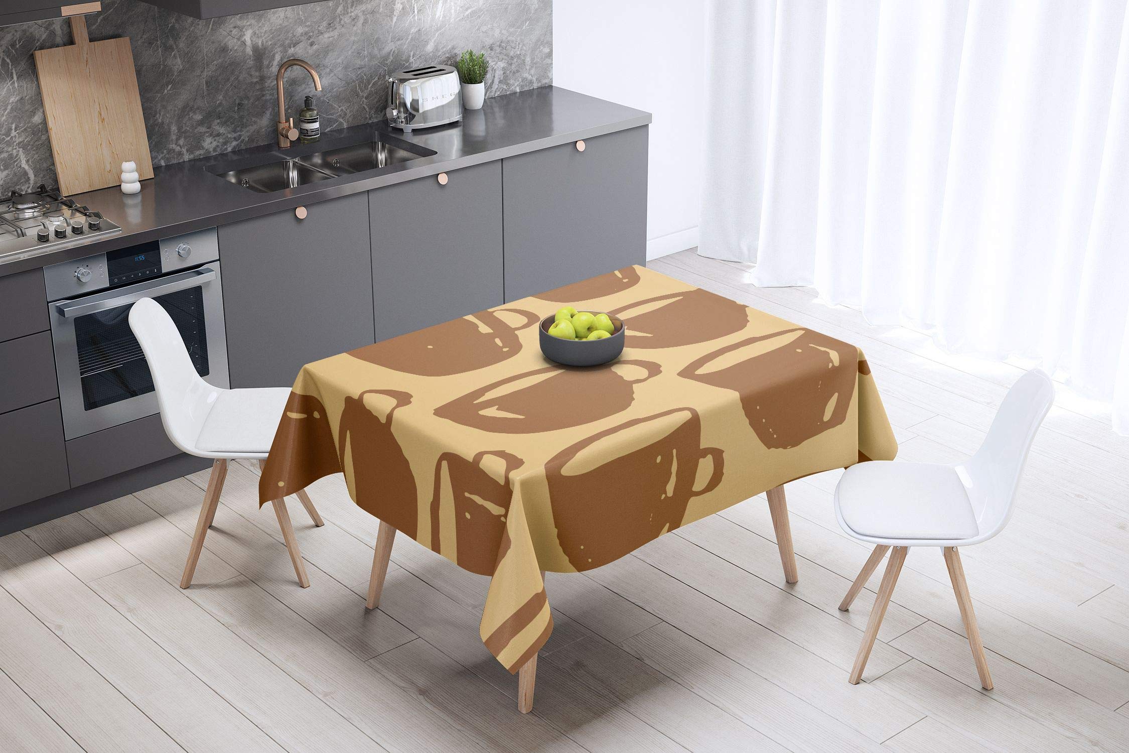 Bonamaison Kitchen Decoration, Tablecloth, Brown Tones, 140 x 140 Cm - Designed and Manufactured in Turkey