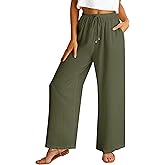 ABRABESS Womens Palazzo Pants Wide Leg Flowy Drawstring High Waisted Casual Trousers 2026 Summer Beach Vacation Clothes