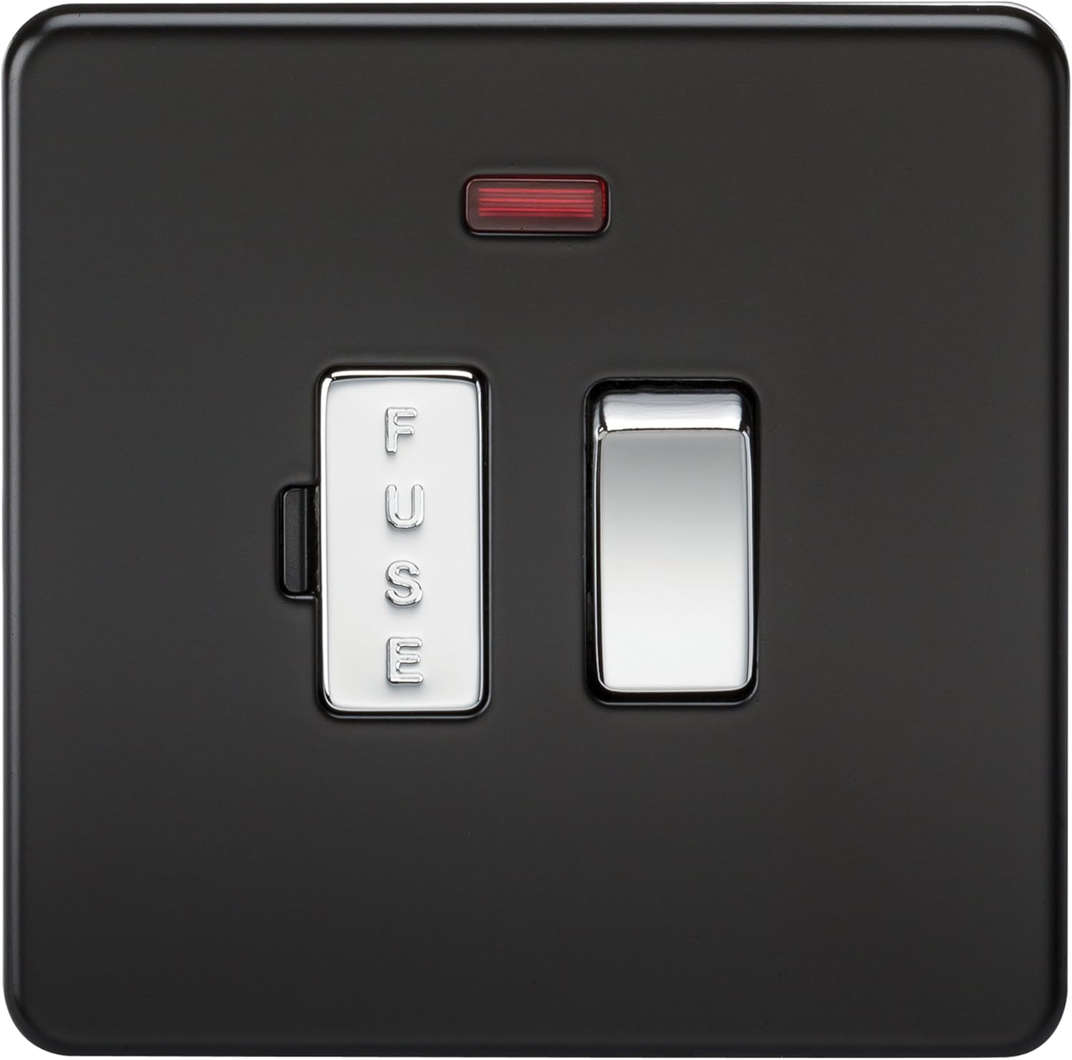 Knightsbridge SF6300NMB Screwless 13 A Switched Fused Spur Unit, Matt Black with Chrome Rocker, Black / Chrome, Spur