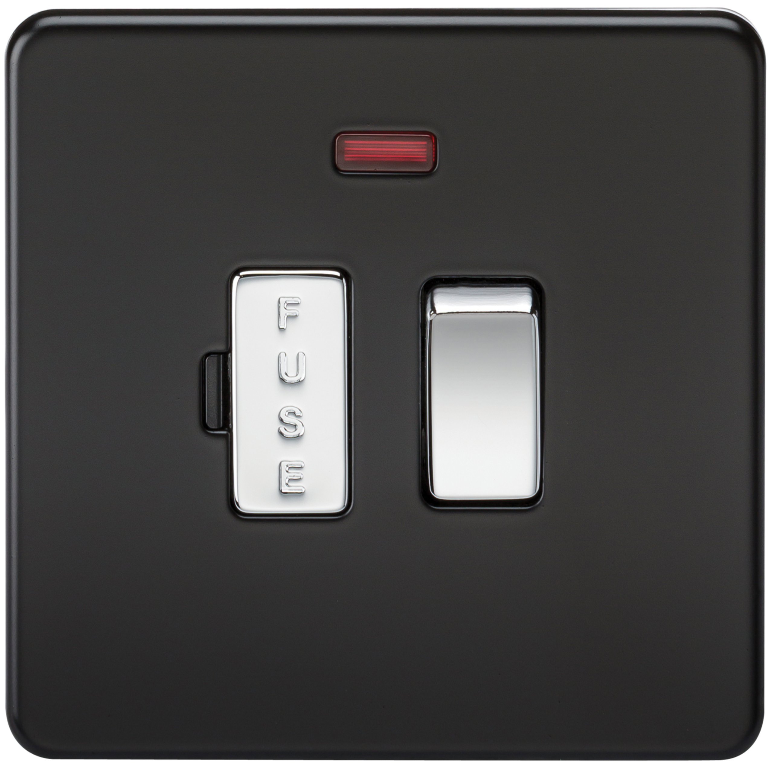 Knightsbridge SF6300NMB Screwless 13 A Switched Fused Spur Unit, Matt Black with Chrome Rocker