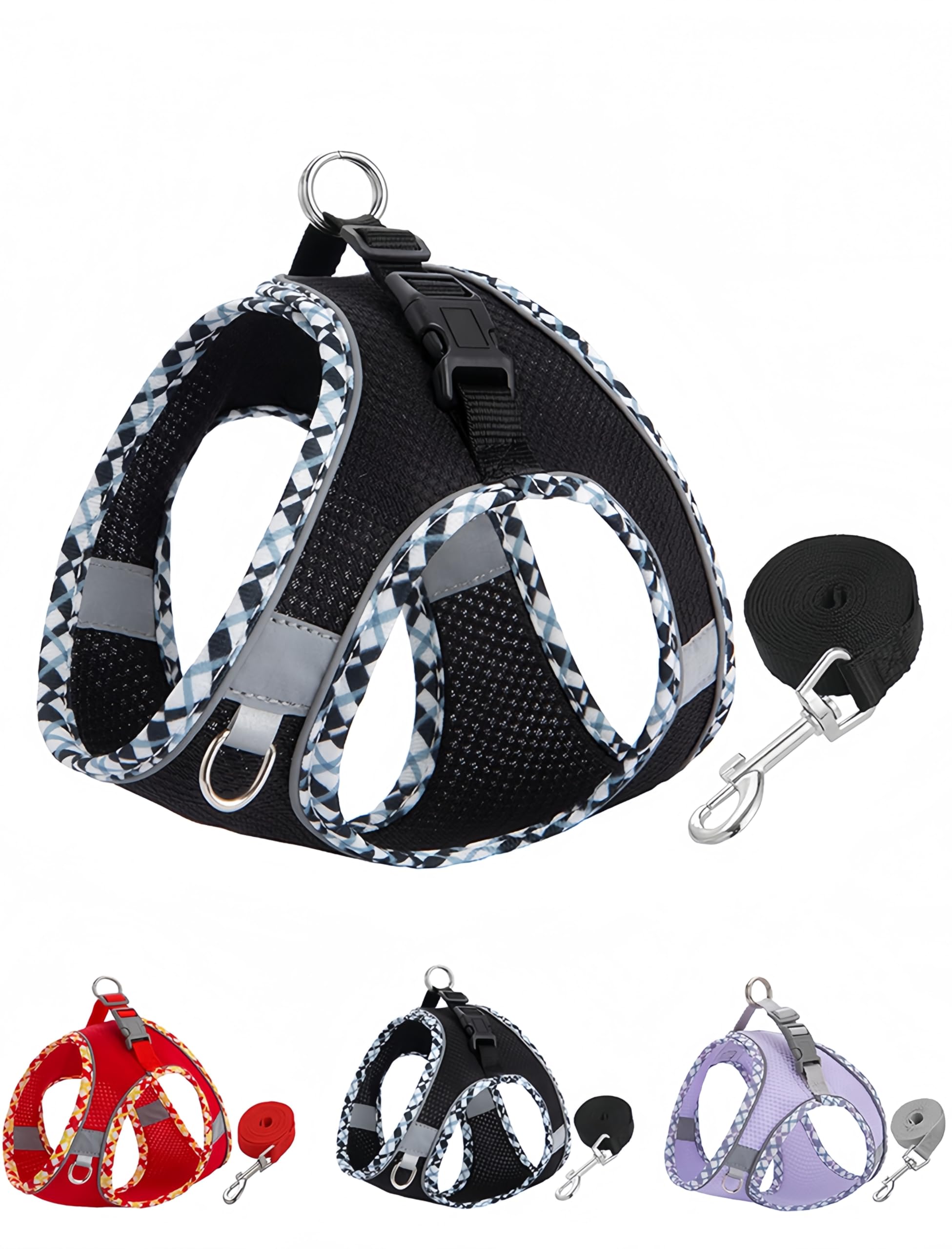 Photo 1 of 1Pcs Reflective Breathable Dog Harness Set - for Small & Medium Dogs, Walk Harness for Walking, Running, Training - for Active Dog,M,Black