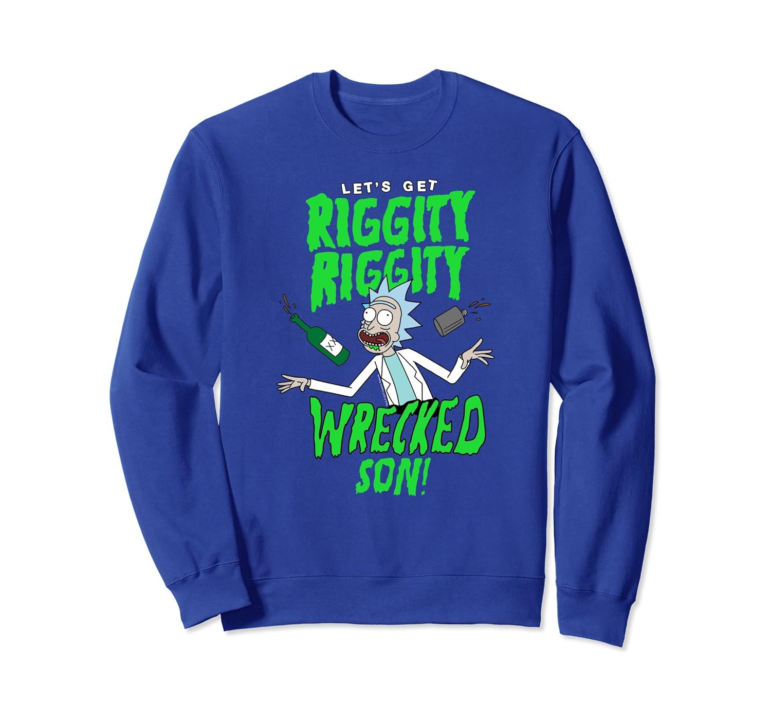 Rick & Morty Riggity Riggity Wrecked Spiral Sweatshirt-Rose