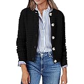 Zeagoo Women's 2026 Cardigan Sweaters Button Down Crew Neck Open Front Long Sleeve Knit Cropped Jackets
