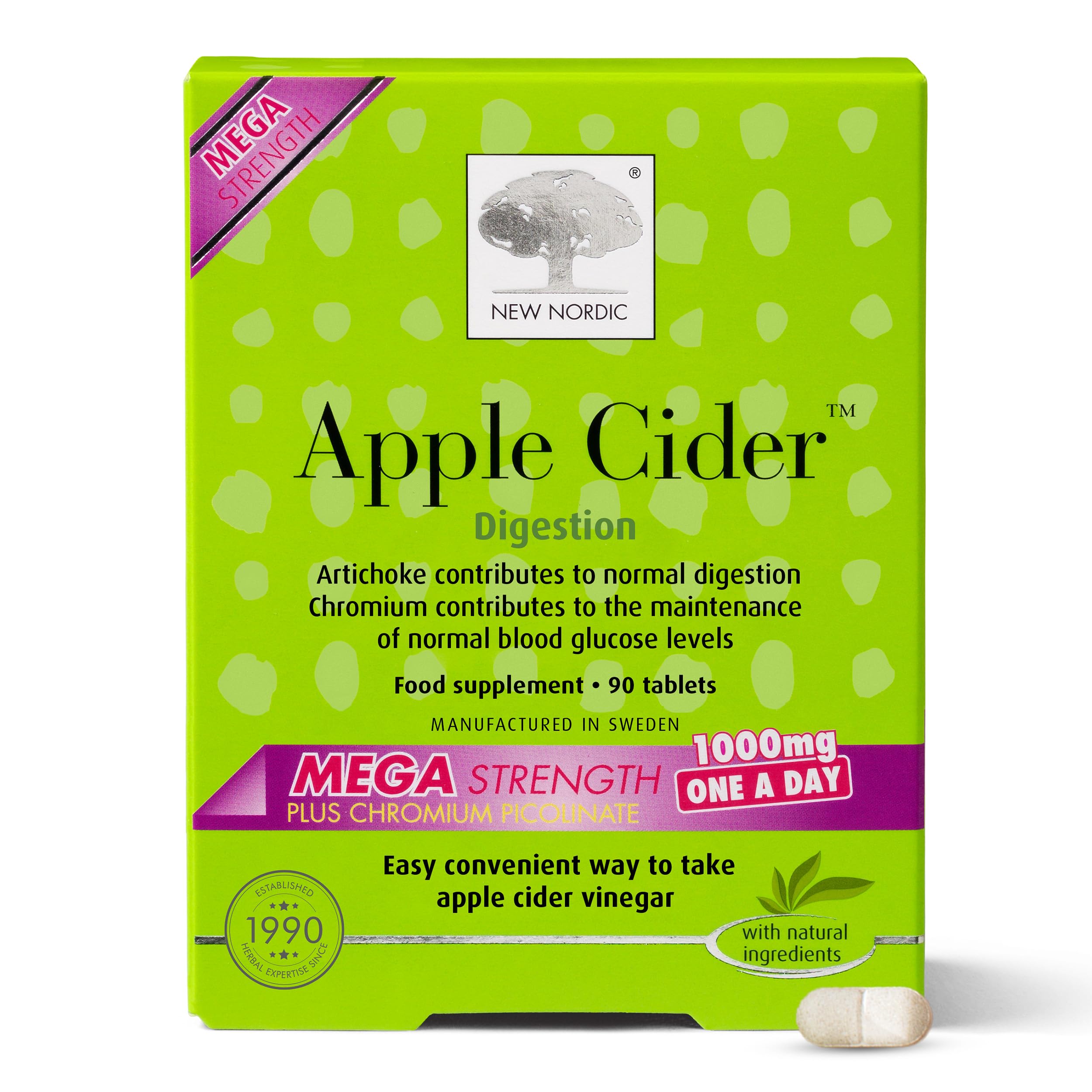 New Nordic Apple Cider Vinegar Tablets - 1000 mg ACV with The Mother - May Help Promote Weight Loss - for Men & Women - 90 Count