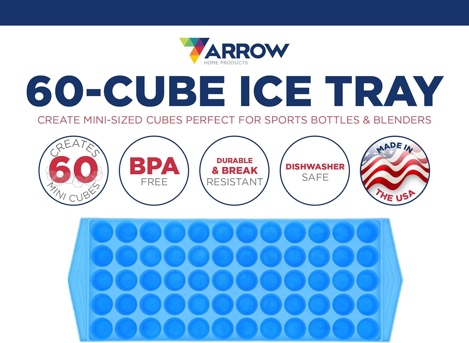 Arrow Home Products Arrow 60 Cube Ice Tray (3 Pack), Blue: Kitchen & Dining
