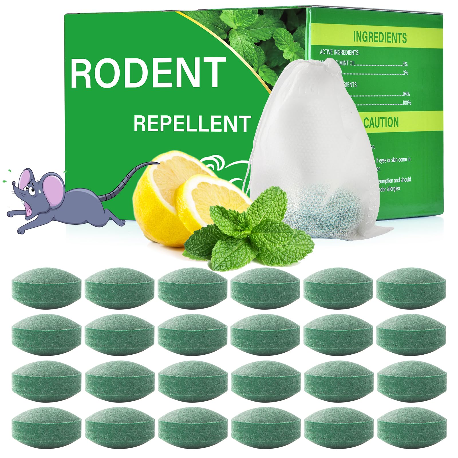 Photo 1 of Pest Rodent Repellent, 24 Pack Peppermint Oil for Mice, Mouse, Rats, Spider, Roach, Ant, Bugs, Squirrel, Insect Control Indoor & Outdoor, Natural Deterrent Replace Trap Poisoning Family & Pet Safe