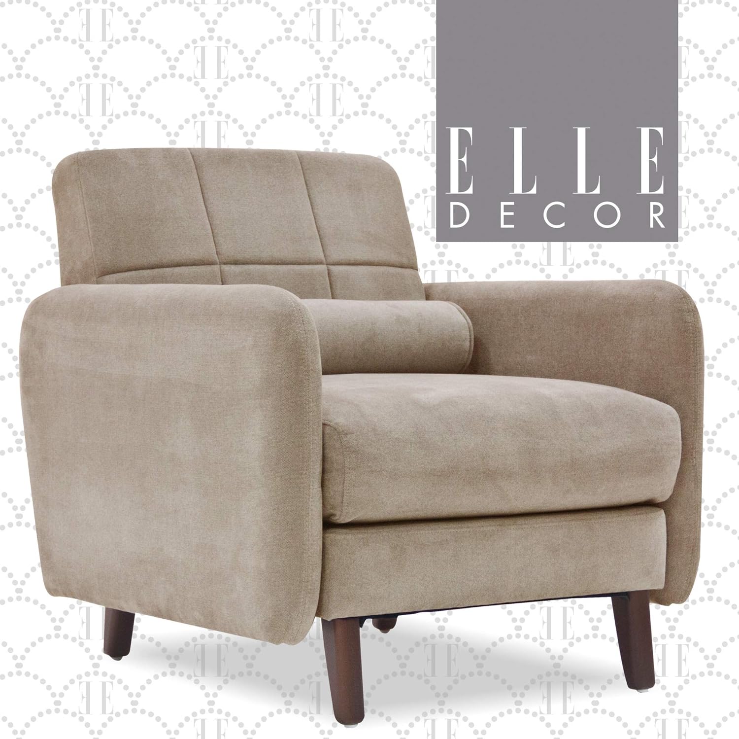 Amazon Com Elle Decor Natalie 26 Mid Century Modern Tufted Armchair Upholstered Microfiber Accent Chair Padded Backrest Beige Furniture Decor