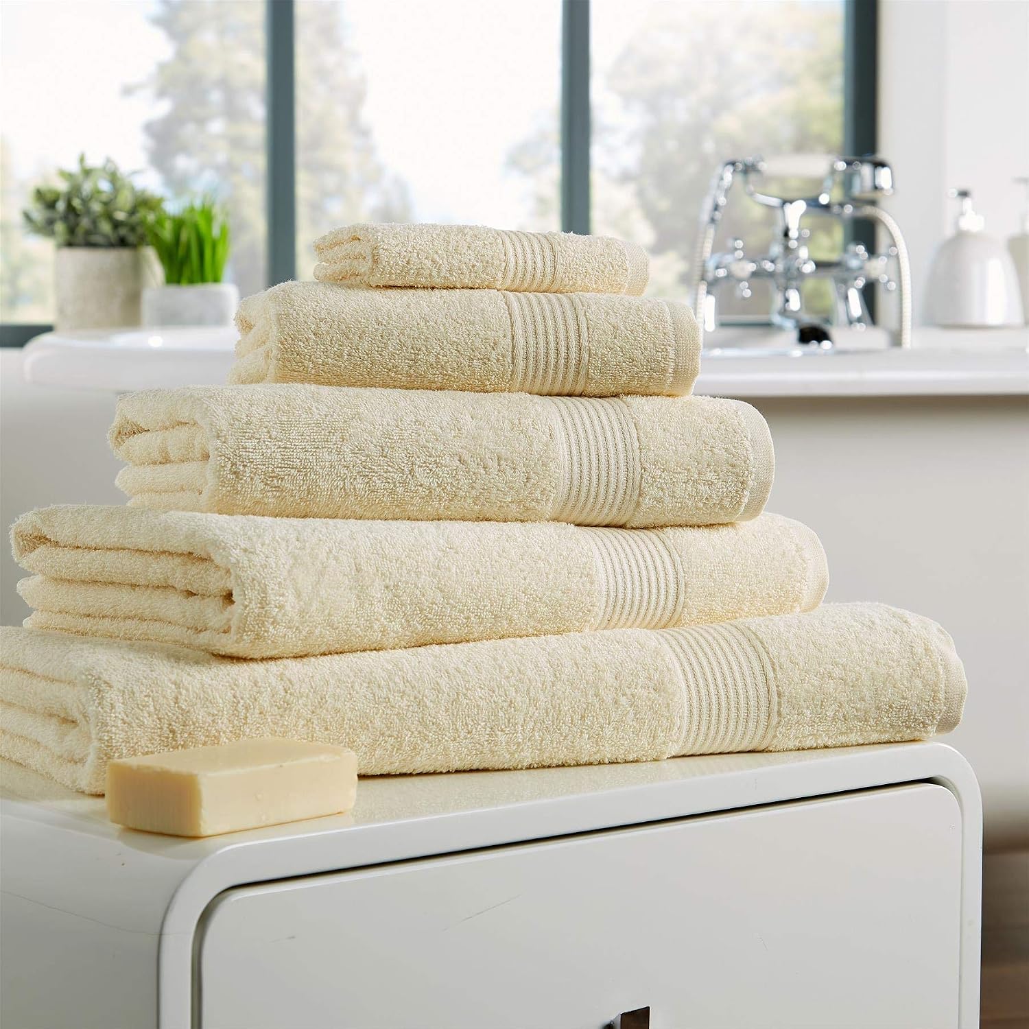 Olivia Rocco Egyptian Cotton Towels, Home Collection Towel 500 GSM, Bath Towel Cream - Image 3