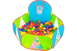 NUBUNI Ball Pit for Toddlers | Kids Ball Pit | Ball Pit for Babies | Piscina de Pelotas para Bebes |Playpen with Basketball Hoop and Zipper Storage Bag, 4 Ft/120CM A : Balls NOT Included