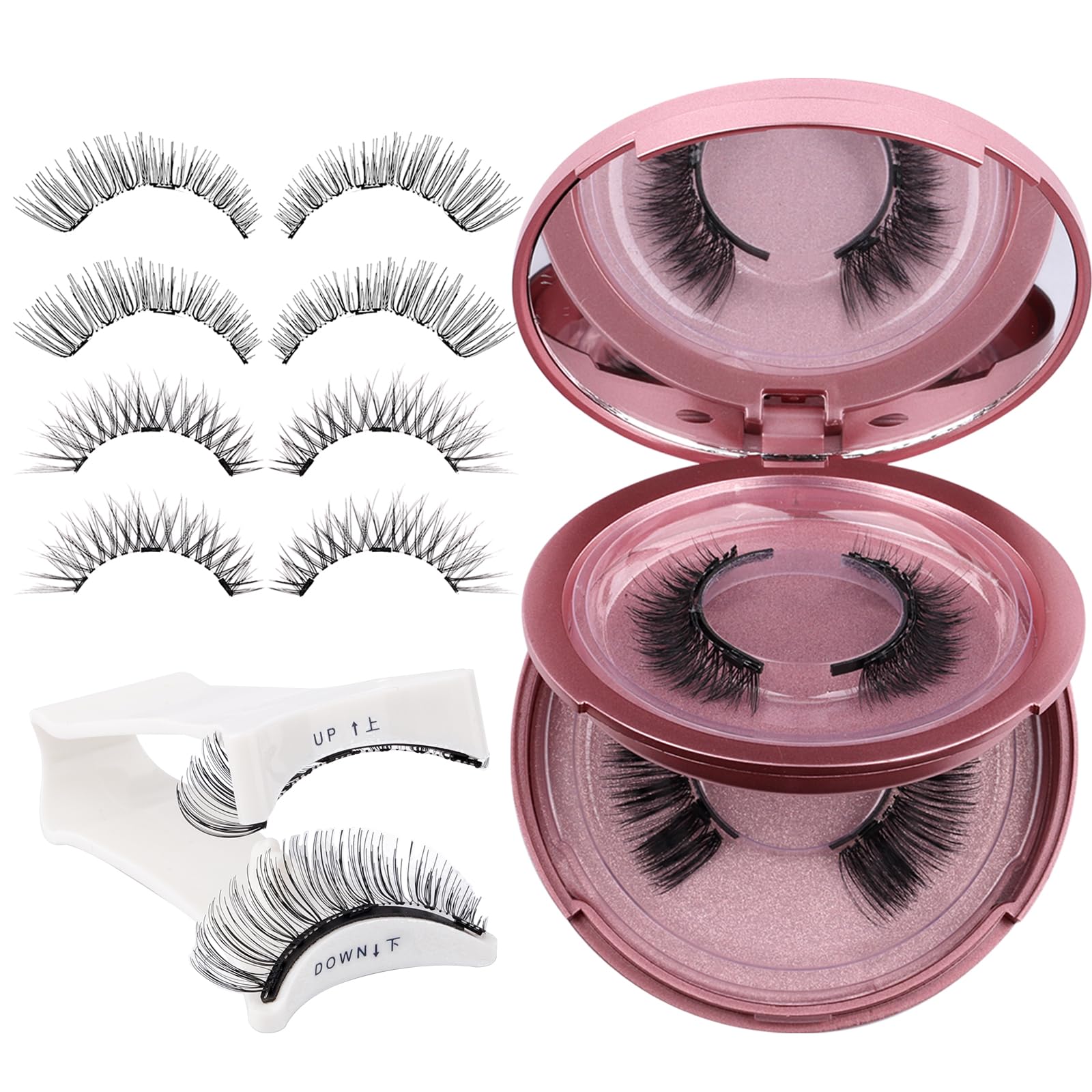 Photo 1 of 2 Pairs Magnetic Eyelashes Kit No Glue Needed - Reusable False Eyelashes Kit with Applicator Soft Waterproof Magnetic Eyelashes Easy to Wear and Remove By Wendy Lashes?K8+604,2 Pairs?