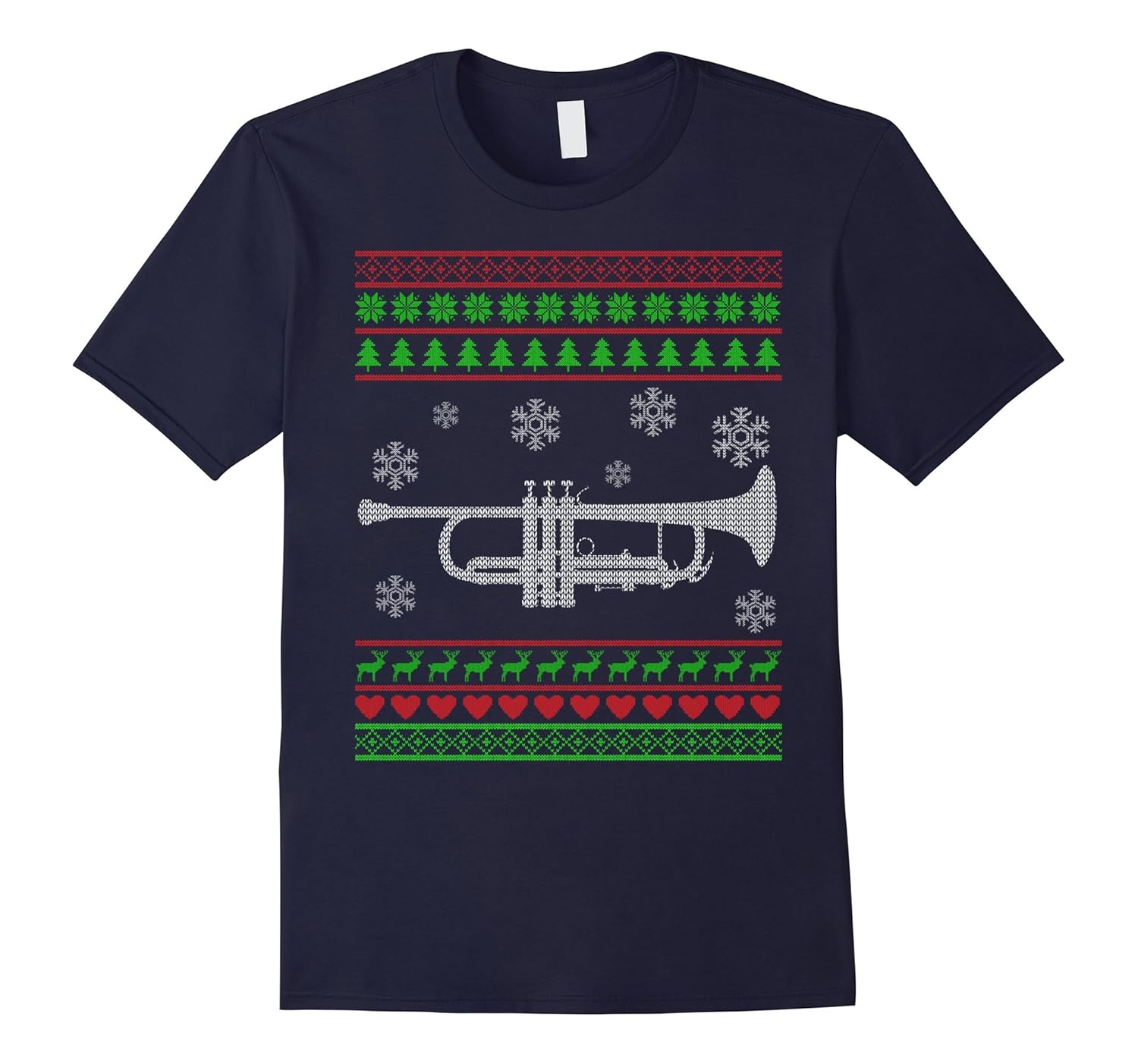 Trumpet Ugly Christmas Sweater Xmas Holiday Season T-Shirt-Rose