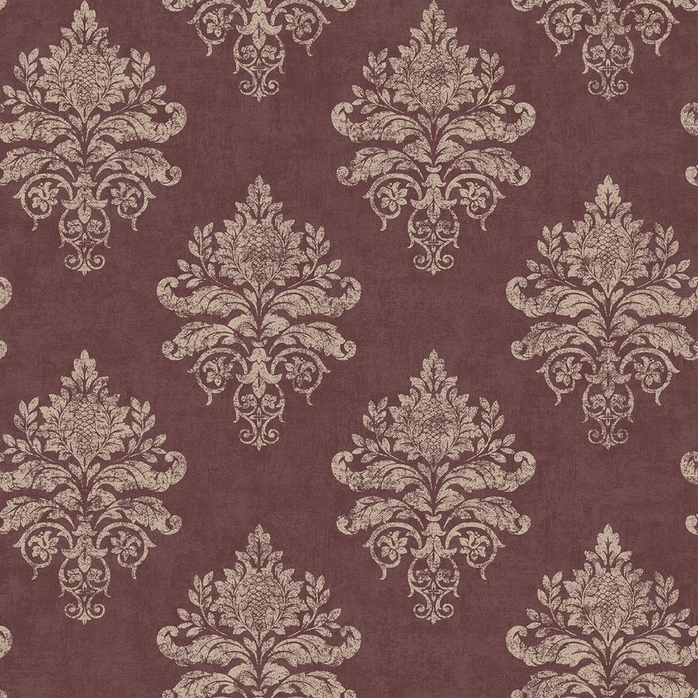 Galerie G34158 Nordic Elements Diamond Damask Wallpaper, Burgundy, 10m x 53cm