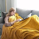 MOONLIGHT20015 Fleece Blanket King Size 270x230 cm Mustard 400 GSM view 4