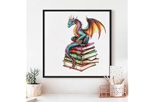 Cross Stitch Kits - Cute Dragon Book Series | Beginner DIY Embroidery Kit with 11CT Fabric & Vibrant Threads | DIY Mindful Gi
