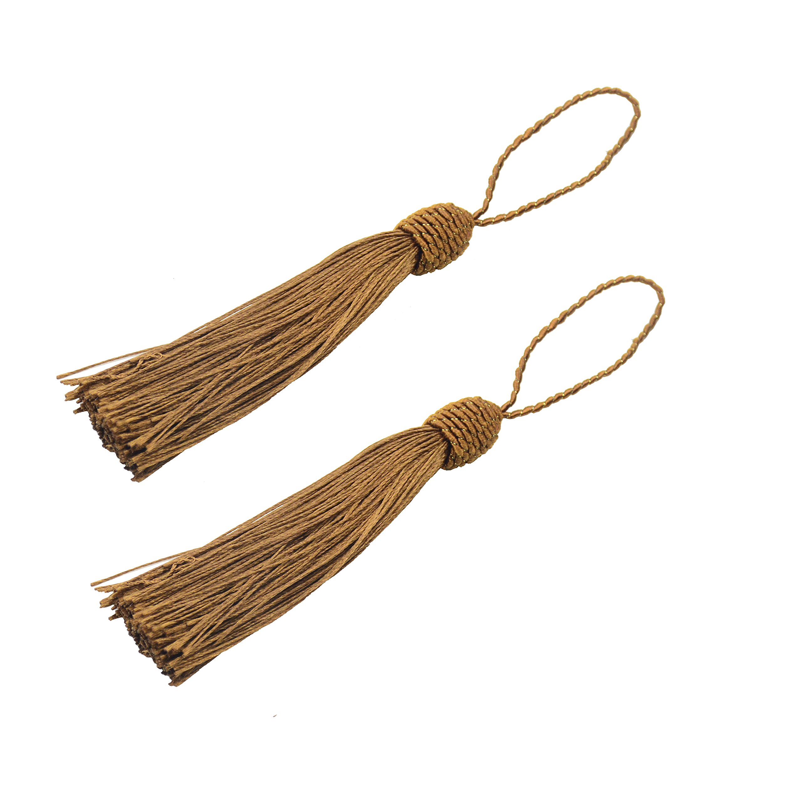 20pcs 15.5cm/6 Inches Silky Floss Bookmark Tassels with 2-Inch Cord Loop and Small Chinese Knot for Jewelry Making, Souvenir, Bookmarks, DIY Craft Accessory (Light Coffee)