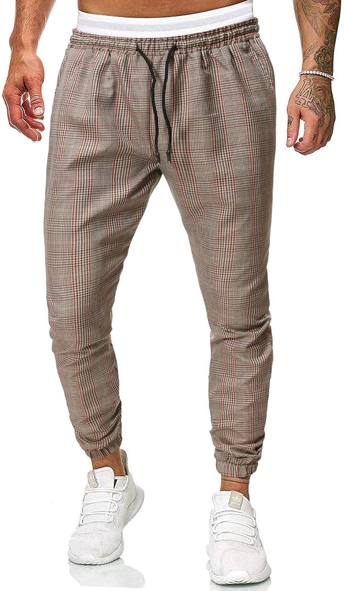 MARTINSHARK Herren Hosen,Herren Chino Hose Freizeithose Karierte Business Hose Streetwear Casual ...