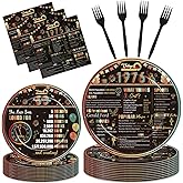 Hokinaa Vintage 50th Birthday Decorations - 96 Pcs Retro Sunset Party Paper Plates and Napkins Forks Tableware Disposable Happy Cheers to 50 Year Old 1976 Decor Supplies for Men Women Serves 24 Guests