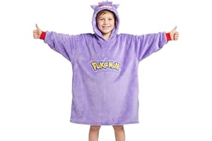 Pokemon Hoodie for Boys, Pikachu Oversized Blanket Hoodie Kids, Fleece Poncho