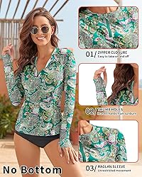 WOWENY Women Rash Guard Long Sleeve Swimsuit Top