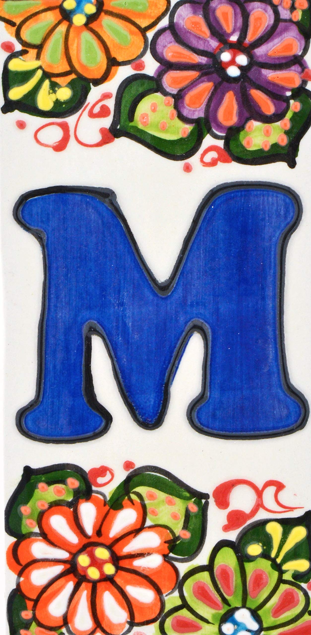 House letters 6 inch. Handpainted house letter tiles for signs, addresses and names. Address numbers for houses. House address numbers and letters. Design Design GARDEN 5,71" x 2,76" (LETTER "M")