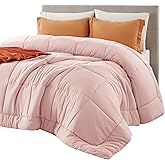 Bedsure Comforter Duvet Insert - Quilted Comforters Queen Size, All Season Duvet, GentleSoft Down Alternative Bedding, with 8 Tabs, Gifts for Women/Men, Pink, Queen 88 x 88 Inches