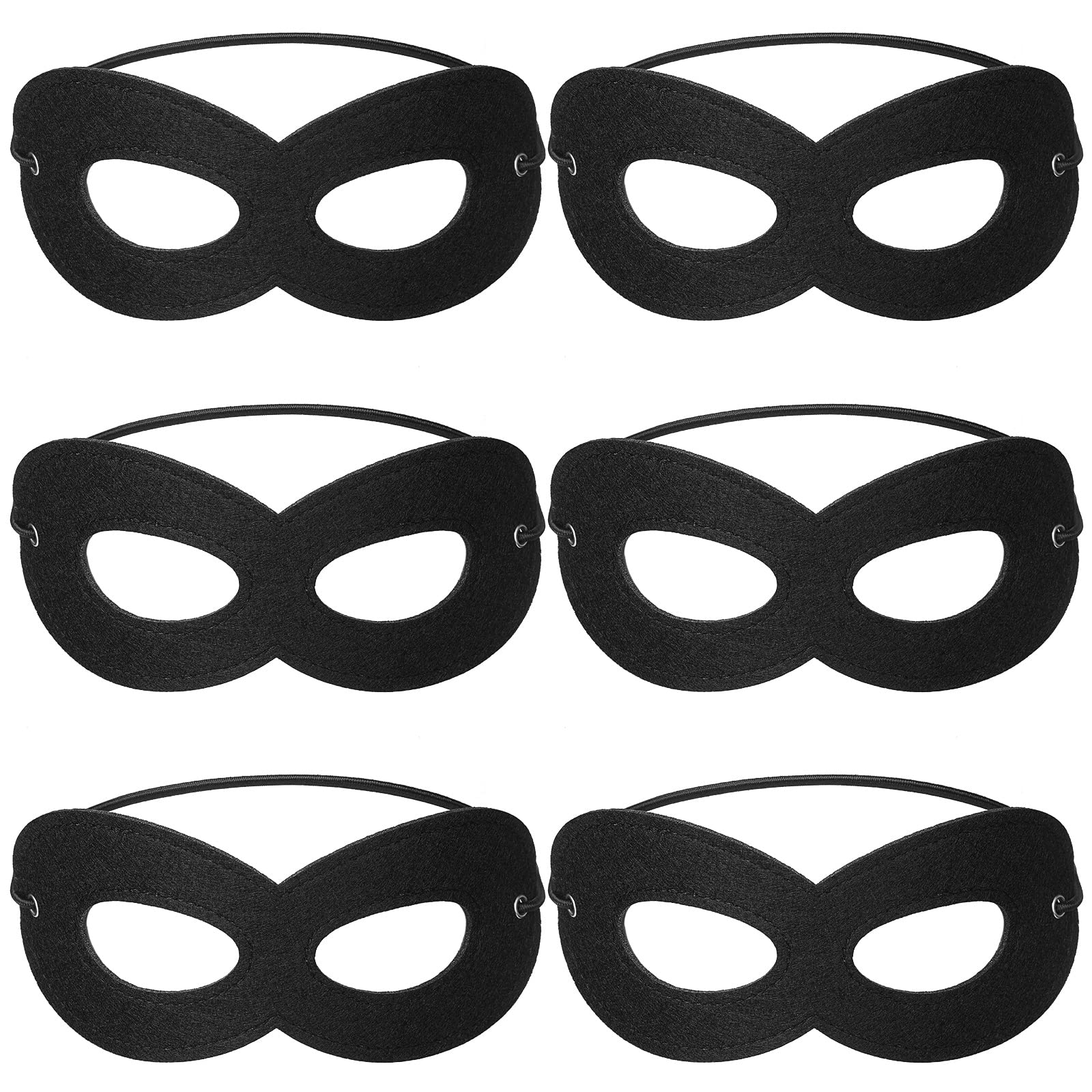 Skylety 6 Pcs Masquerade Eye Mask Carnival Masks with Elastic Band Men Women Masquerade Costume for Carnival Festival Fancy Costume Cosplay Party Robber Villains Bandit Dress(Round Style)