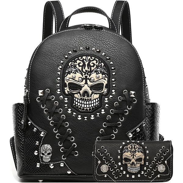 Amazon.com: SandraWang ‌Gothic Skull Studded Backpack for Women