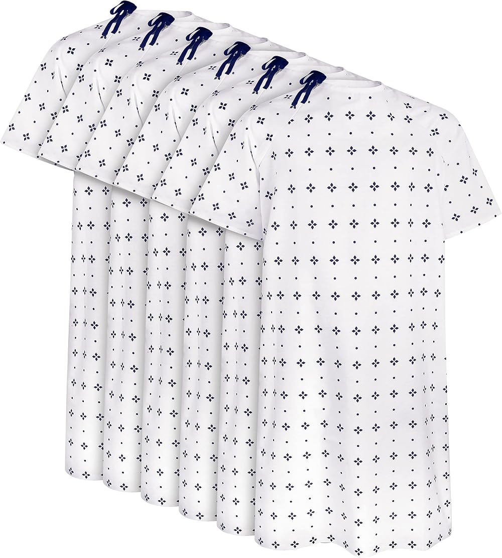 Utopia Care Cotton Blend Hospital Gown Back Tie Fits 2XL Blue 6 Pack Large