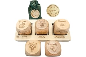 WOOD ENCHANTMENTS Deluxe Date Night Dice Game - Fun Romantic Couples Gift - 5 Dice, Decision Coin, Board & Carry Bag for Bachelorette, Anniversary, Wedding, Bridal Shower - Girlfriend Wife Husband Him Her Anniversaries