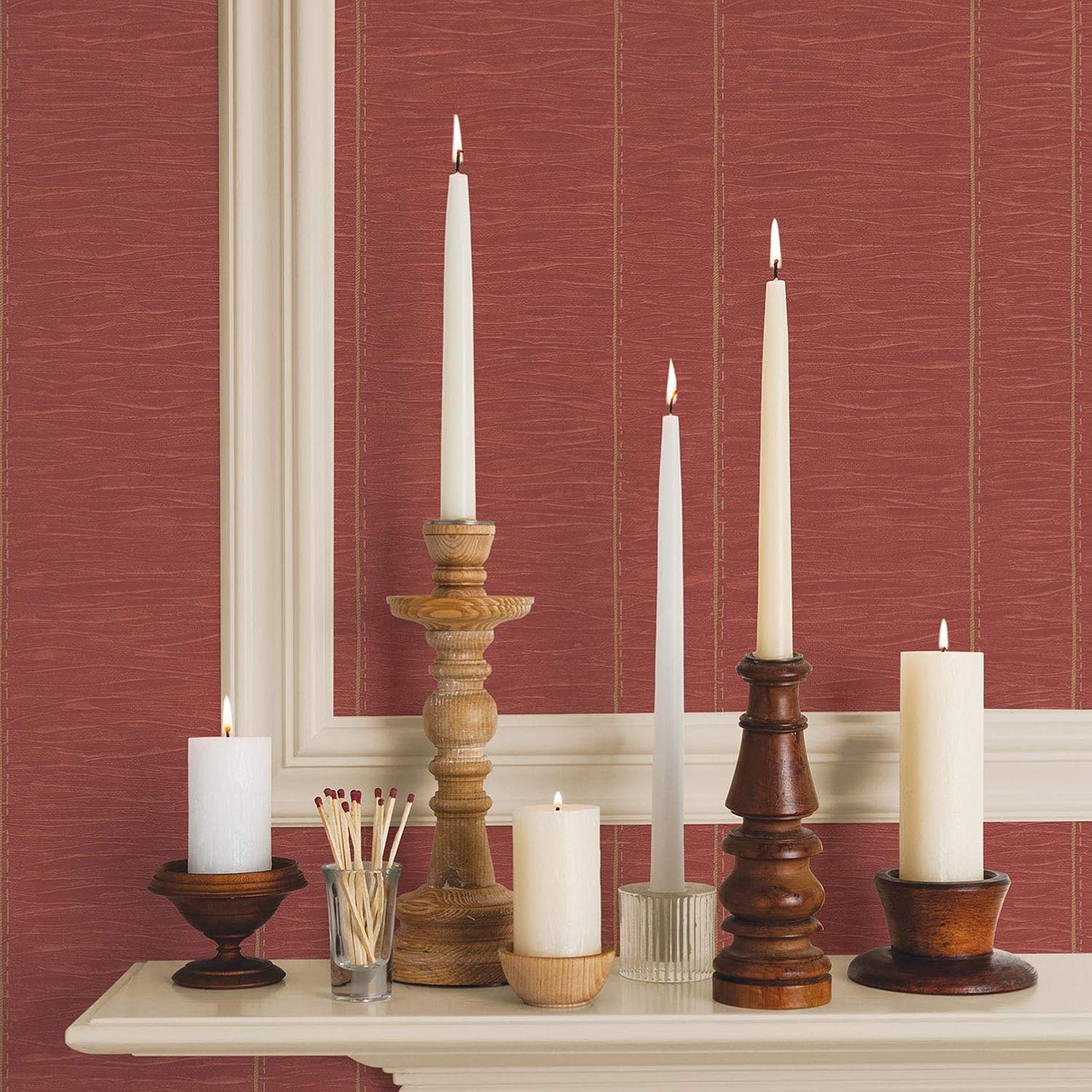 Galerie G67643 Palazzo Textured and Striped Design Wallpaper, Red, 10m x 53cm - Image 3