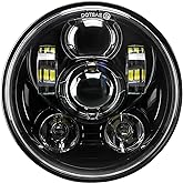 ToKnoMe 5-3/4 5.75 inch LED Headlight Compatible with Harley Davidson Dyna Sportster Iron 883 1200 Low Rider XLH883 Super Glide Softail Custom XLH1200 Forty-Eight SuperLow Street 500 750(Black)