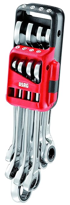 title=Usag 285 Ka/Ds8- Serie di 8 Chiavi Combinate a Cricchetto con Anello di Tenuta-