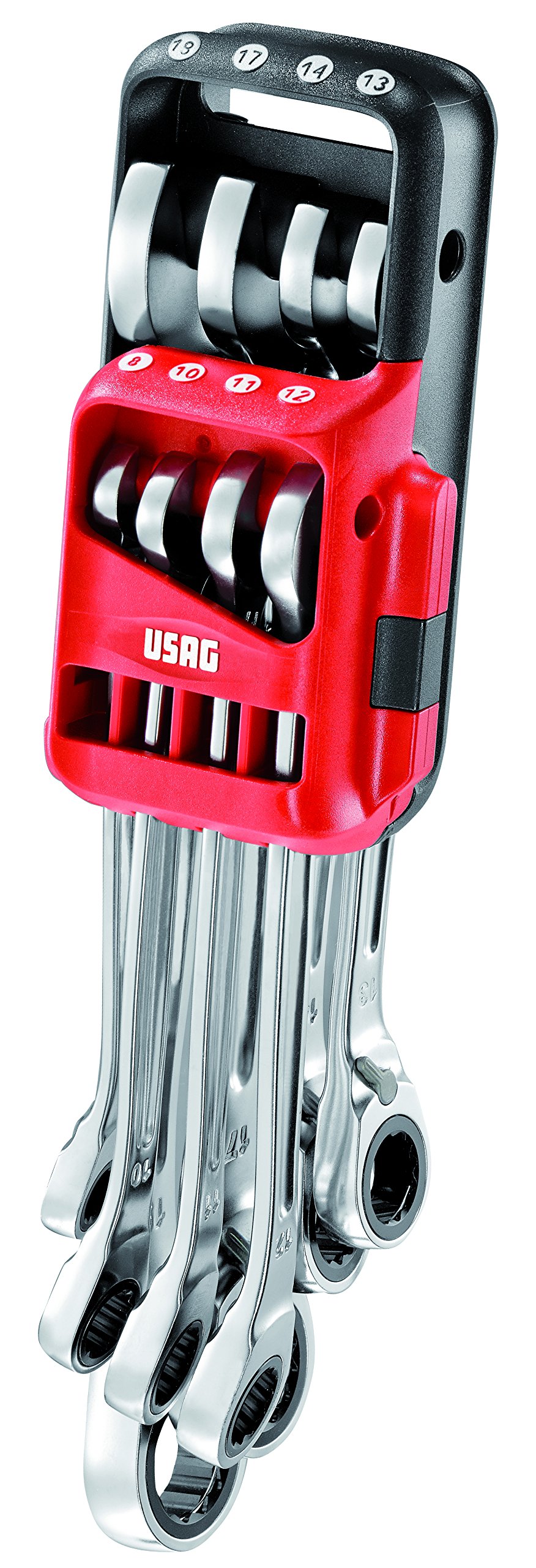 USAG U02856058 - 285 KA/DS8 - Set of 8 reversible ratchet combination wrenches with locking ring