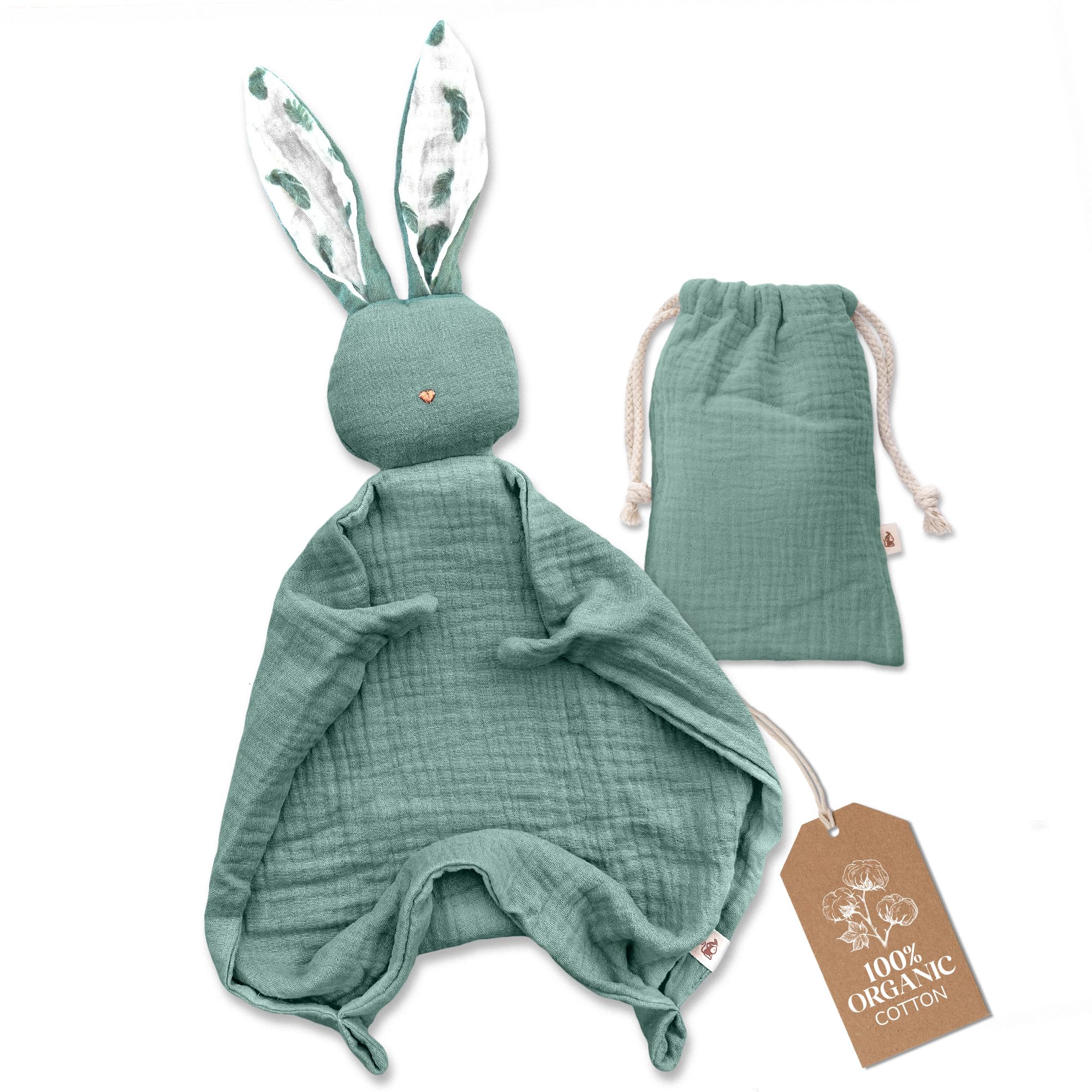 Mikito Organic Cotton Baby Muslin Lovey Bunny - Oeko-TEX & GOTS Certified - Security Blanket & Perfect Loveys for Babies - Unisex New Baby Gift for Ultimate Comfort & Peaceful Dreams — image 1